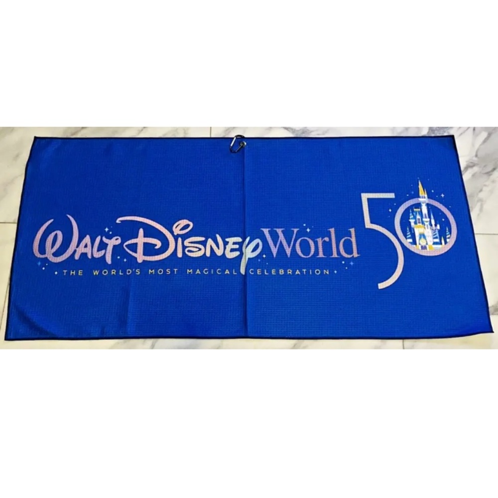 NEW Disney Golf WDW 50th Anniversary Towel With Grommet 38 X 18 Castle